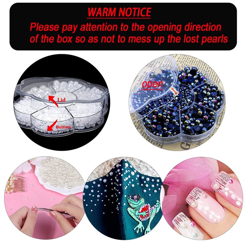 BLAAROOM 5800Pcs Half Pearls for Crafts, Flatback Pearls for Artwork Making, DIY Rhinestones Accessory Nail Art,Face Gems Jewels Flat Back Craft Pearls for Artist Creative - AB Peach, Small - Image 5